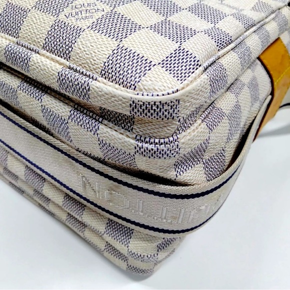 Auth Louis Vuitton LV Damier Azur Navaglio Messenger Bag Crossbody Satchel - Picture 6 of 10